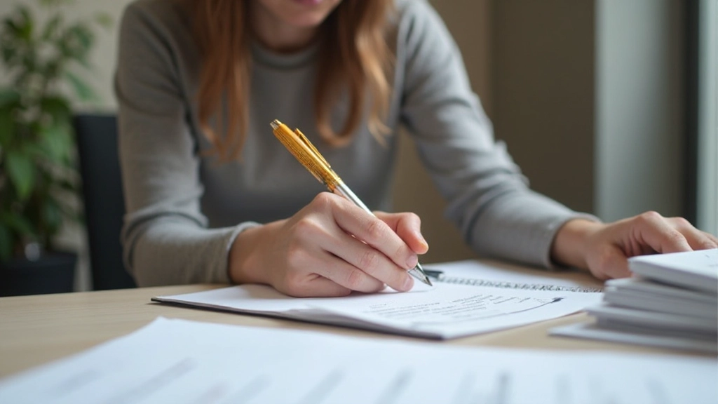 Iemand schrijft taken op een checklist terwijl hij aan een tafel zit